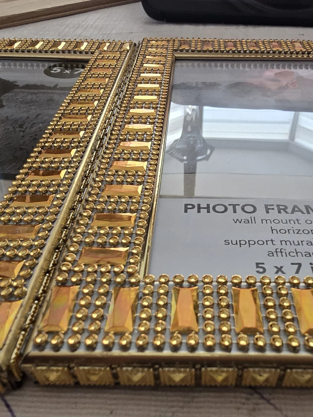 Gold Beaded 5x7 Photo New 2 Piece Handmade Can Be Separate Handmade